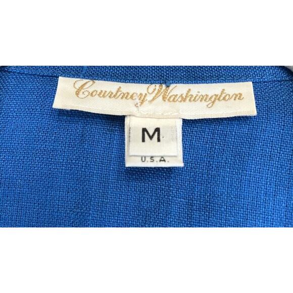 Courtney Washington Women Blue Long 100% Silk Jacket Lagenlook Boho Coastal Med‎ - Picture 6 of 11